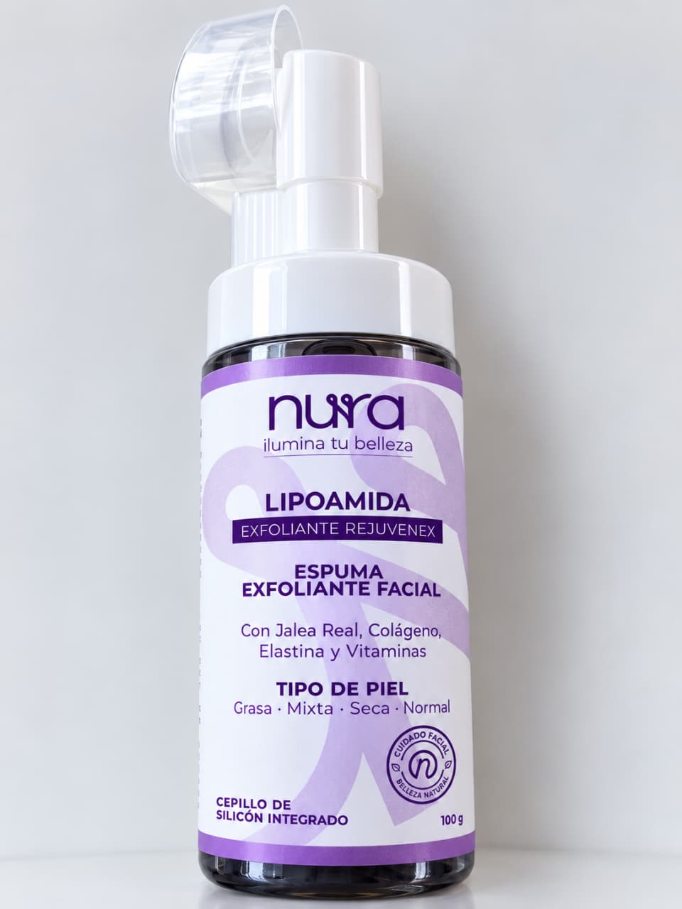 Espuma exfoliante Lipoamida RejuvenenX con cepillo de silicón integrado